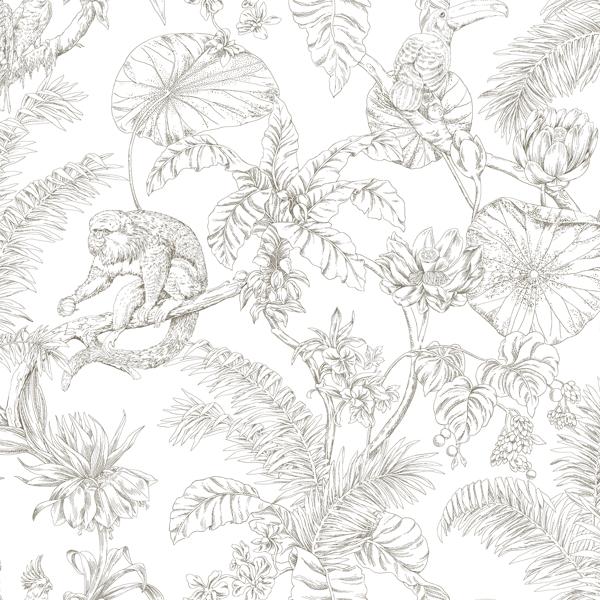 Sample - W4250-6 | Kravet Design, Grey Tropical - Kravet Design Wallpaper - W4250.6.0