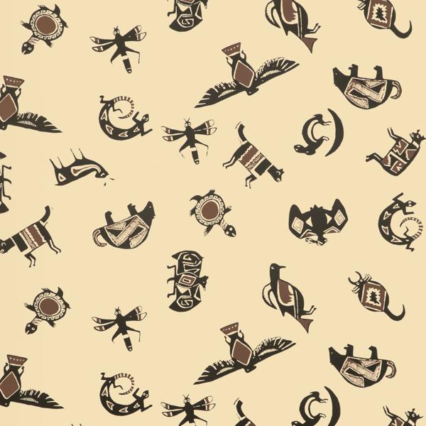 Sample - W4261-86 | Mimbres Wp, Brown Animals - Kravet Couture Wallpaper - W4261.86.0