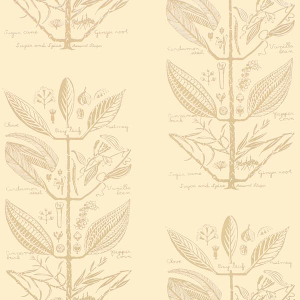 Sample - W4263-16 | Sugar And Spice Wp, Beige Botanical - Kravet Couture Wallpaper - W4263.16.0