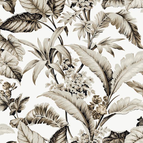 Sample - W4272-86 | Kravet Design, Grey Botanical - Kravet Design Wallpaper - W4272.86.0