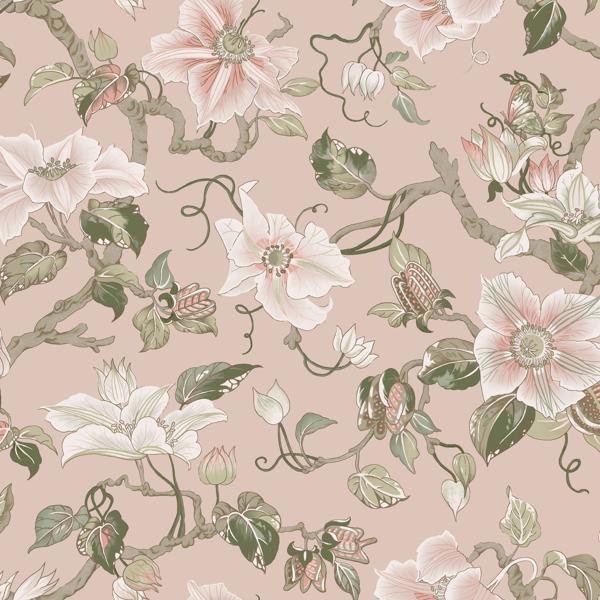 Sample - W4274-17 | Kravet Design, Pink Floral - Kravet Design Wallpaper - W4274.17.0