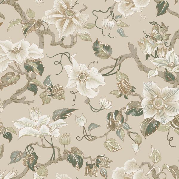 Sample - W4274-316 | Kravet Design, Green Floral - Kravet Design Wallpaper - W4274.316.0