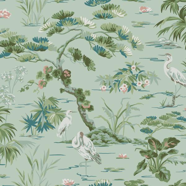 Sample - W4277-13 | Kravet Design, Green Botanical - Kravet Design Wallpaper - W4277.13.0
