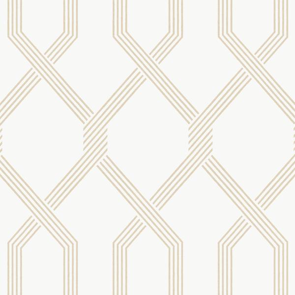 Sample - W4279-116 | Kravet Design, Neutral Trellis - Kravet Design Wallpaper - W4279.116.0