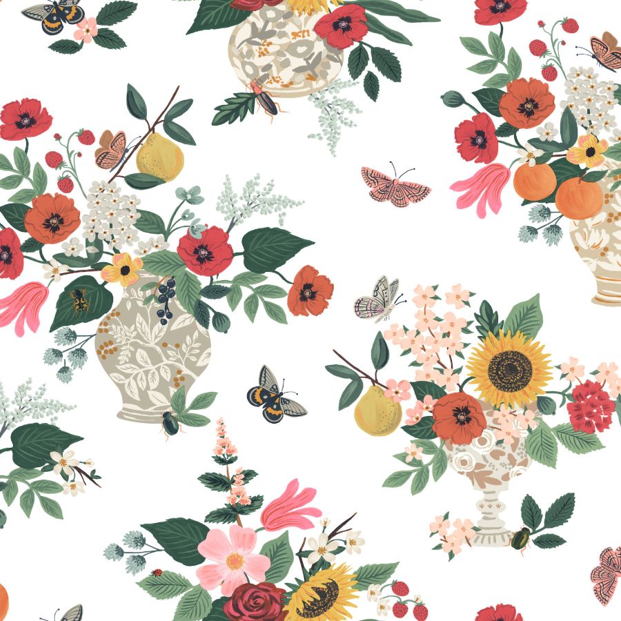 Sample - W4288-911 | Kravet Design, Red Floral - Kravet Design Wallpaper - W4288.911.0