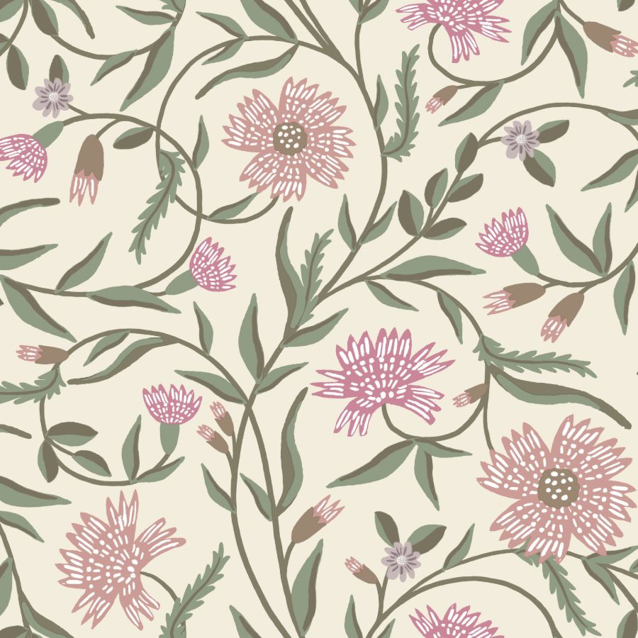 Sample - W4291-310 | Kravet Design, Green Floral - Kravet Design Wallpaper - W4291.310.0