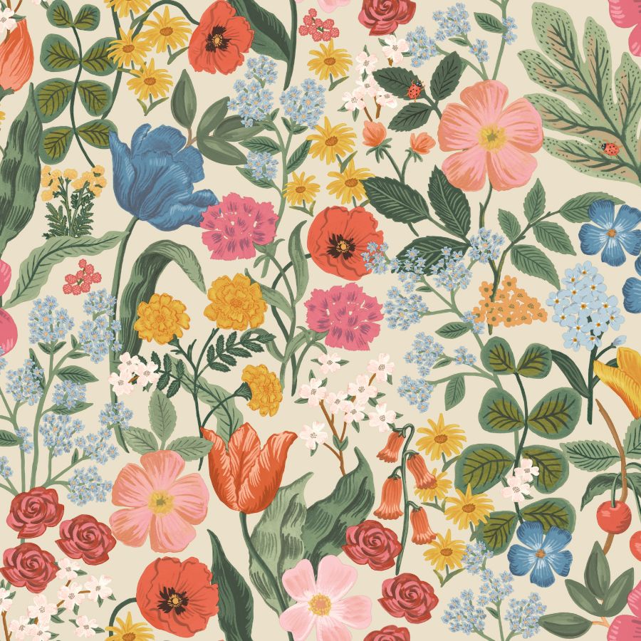Sample - W4296-540 | Kravet Design, Blue Floral - Kravet Design Wallpaper - W4296.540.0
