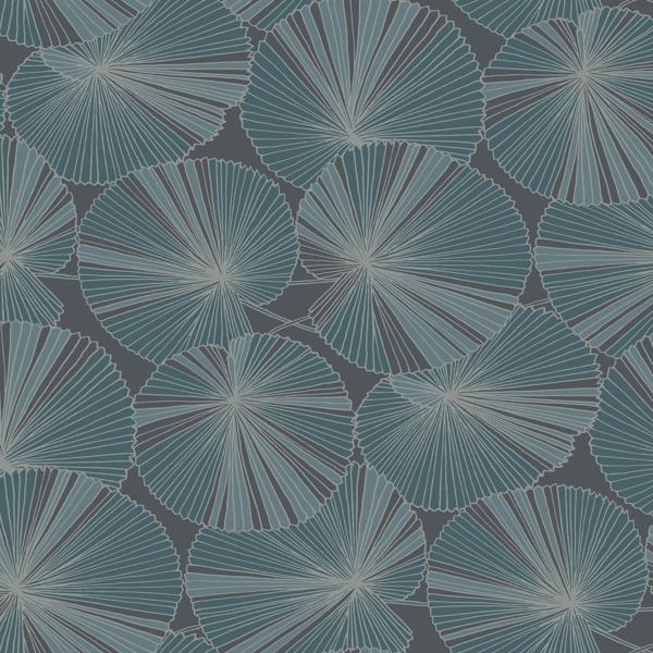 Sample - W4304-511 | Kravet Design, Blue Botanical - Kravet Design Wallpaper - W4304.511.0