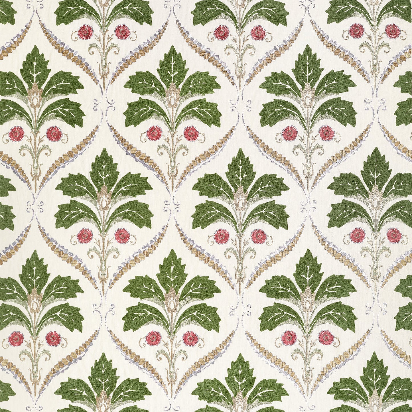 View Thibaut Fabric Item# W710508 Pattern Name Kendall Damask Embroidery From The Collection Boxwood Fabric Book.