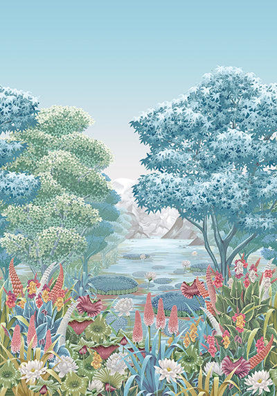 Purchase Sample - W7810-02 Rhapsody Elysium Mural Aqua. Osborne & Little Wallpaper