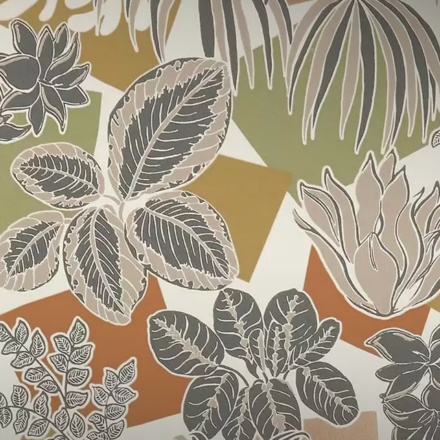 Purchase SKU W7855-02 pattern name & color Irisa Frondoso Copper/Charcoal Osborne & Little Wallpaper