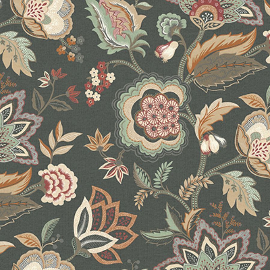 Purchase W7905-02 | Byzance Samode Charcoal/Eucalyptus - Osborne & Little Wallpaper