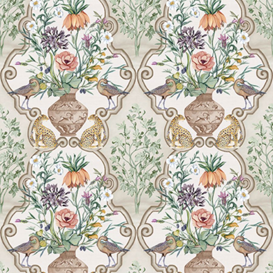 Purchase W8031-02 | Ananda Sundara Linen/Coral - Osborne & Little Wallpaper