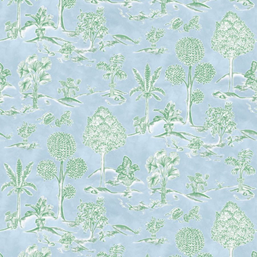 Purchase W8033-02 | Ananda Karuna Sky/Leaf - Osborne & Little Wallpaper