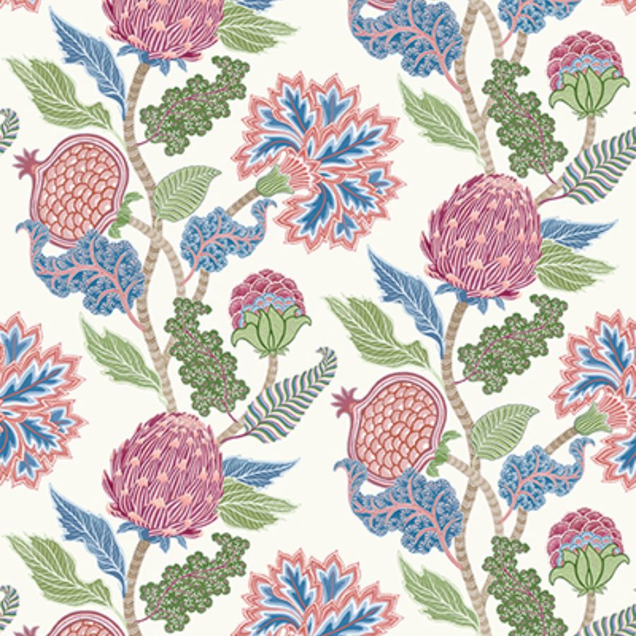 Purchase W8034-01 | Ananda Cynara Raspberry/Cobalt - Osborne & Little Wallpaper