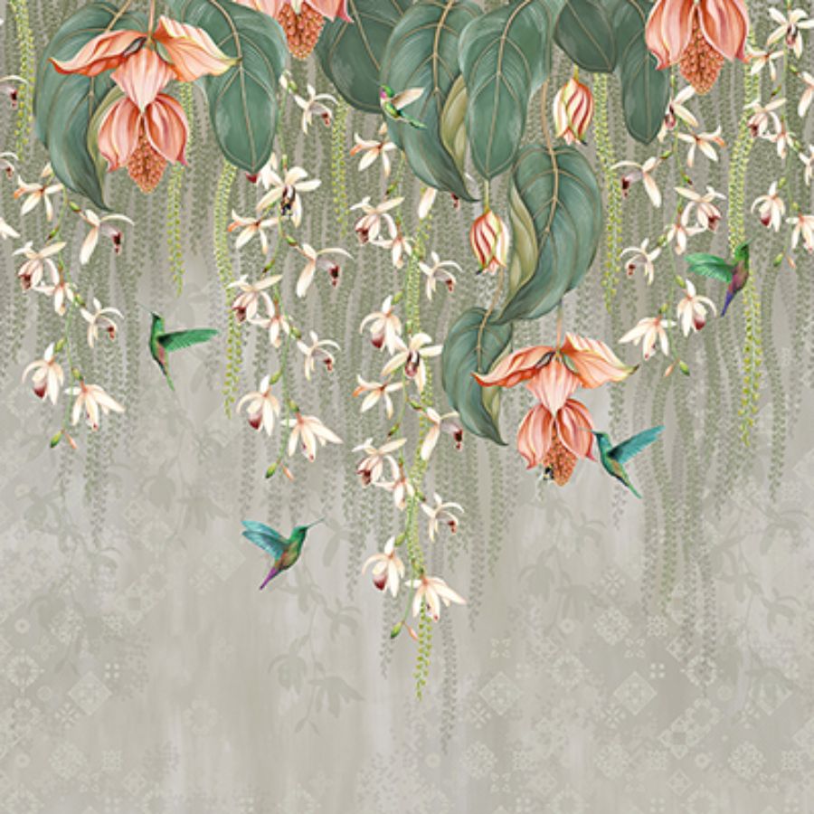 Purchase W8037-01 | Ananda Trailing Orchid Metallic Silver - Osborne & Little Wallpaper