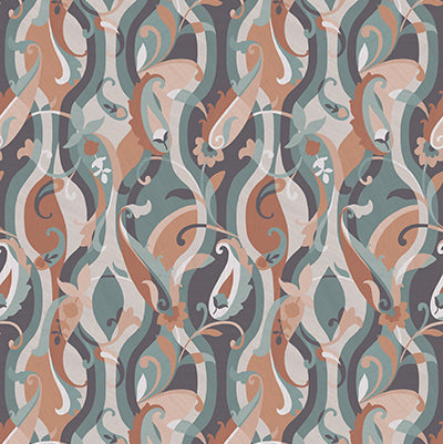 Purchase W8127-02 | Belvedere Castillo Aqua/Sienna - Osborne & Little Wallpaper