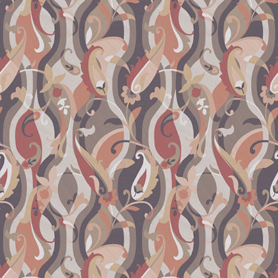 Purchase W8127-03 | Belvedere Castillo Charcoal/Terracotta - Osborne & Little Wallpaper
