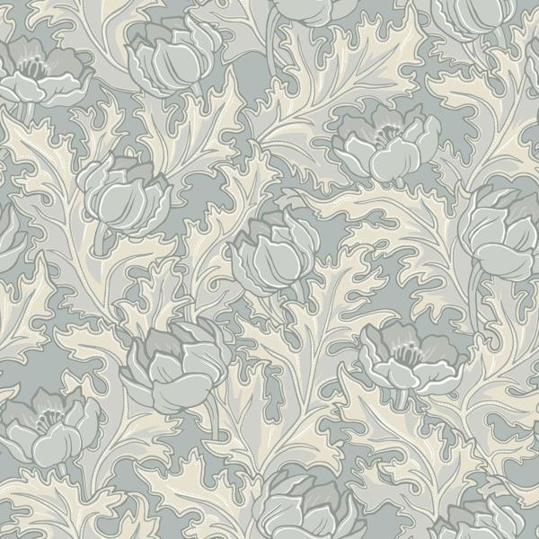 Sample - Wdr1003-Wt | Willem, Blue Botanical - Winfield Thybony Wallpaper - Wdr1003.Wt.0
