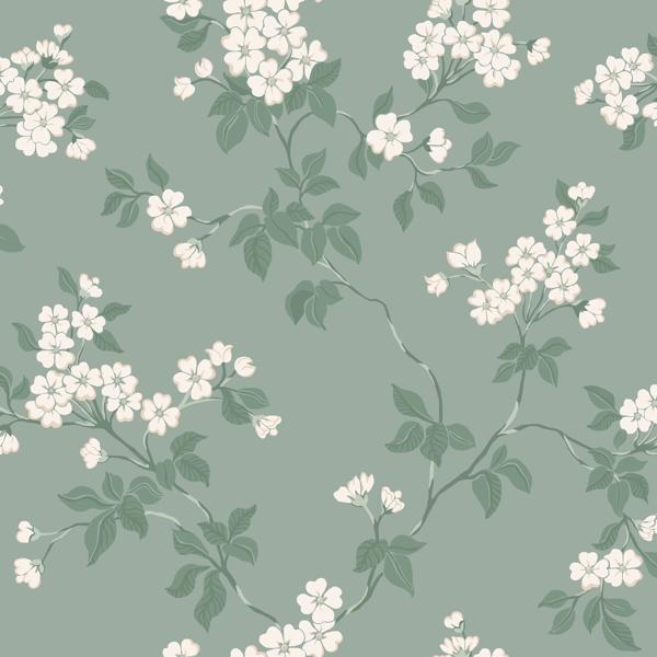 Sample - Wdr1025-Wt | Blomma, Robin'S Egg Floral - Winfield Thybony Wallpaper - Wdr1025.Wt.0