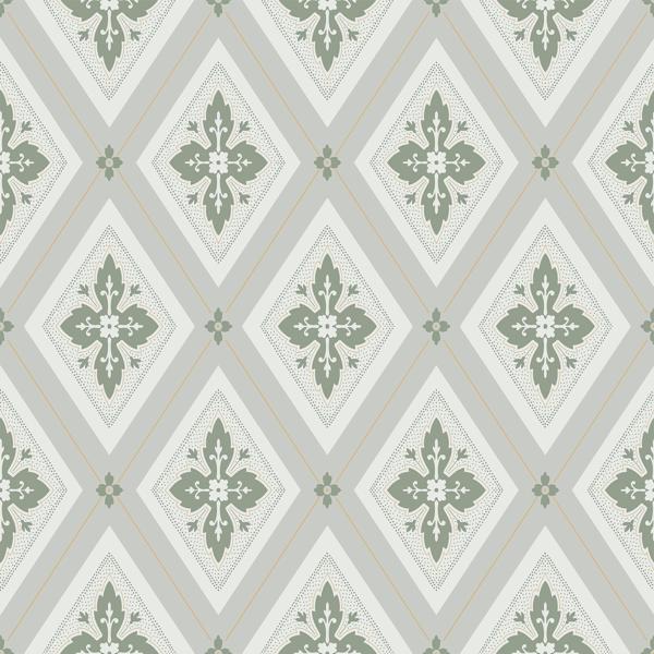 Sample - Wdr2019-Wt | Lily, Green Diamond - Winfield Thybony Wallpaper - Wdr2019.Wt.0