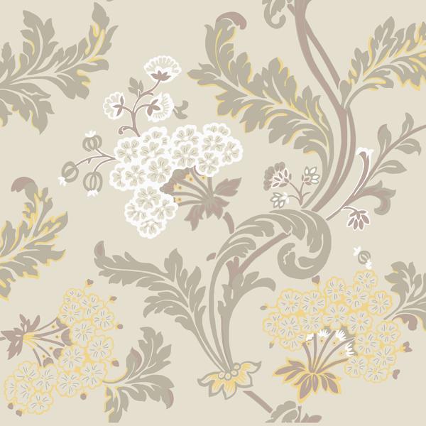 Sample - Wdr2035-Wt | Emma, Beige Botanical - Winfield Thybony Wallpaper - Wdr2035.Wt.0
