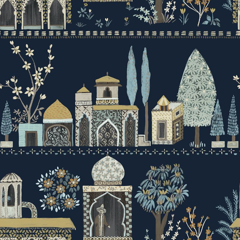 Sample - Wtk20102.Wt.0 | Medina, Blue Architectural - Winfield Thybony Wallpaper