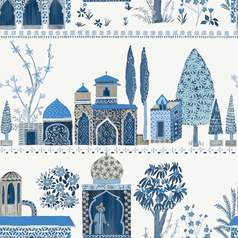 Purchase Wtk20112.Wt.0 Medina, Blue Architectural - Winfield Thybony Wallpaper
