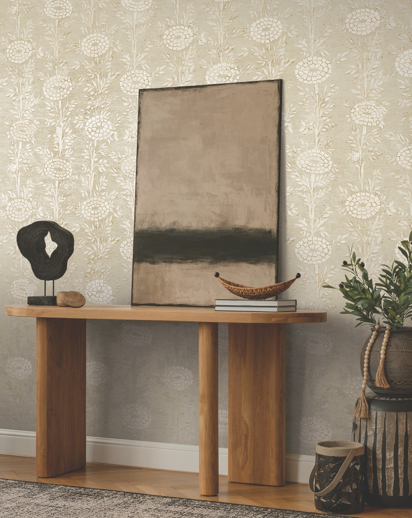 Purchase Za8018 | Tea Garden Ii, French Marigold Taupe & Gold - Ronald Redding Wallpaper