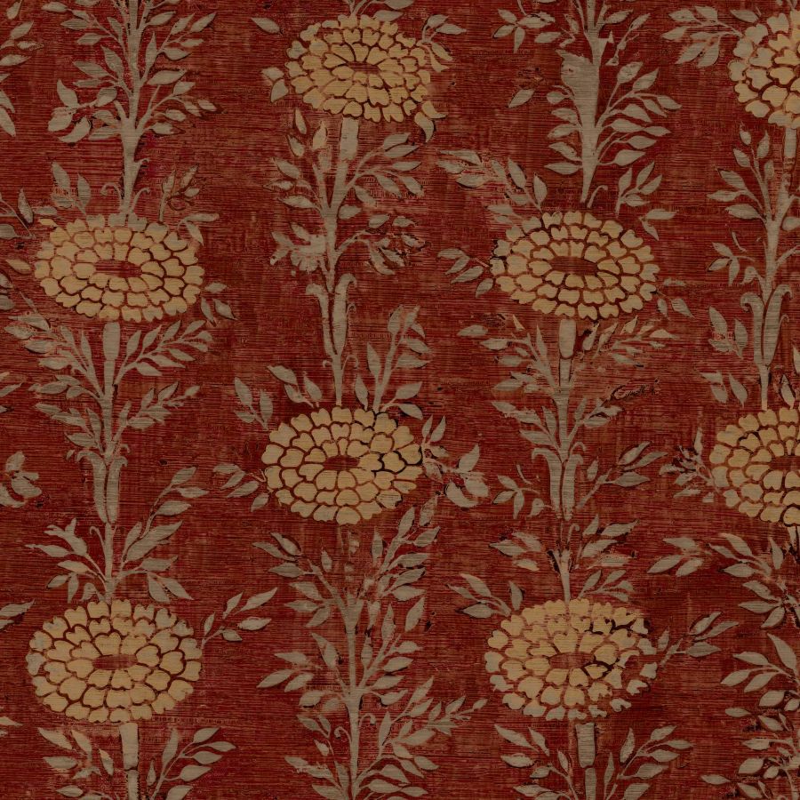 Purchase Za8019 | Tea Garden Ii, French Marigold Red & Gold - Ronald Redding Wallpaper