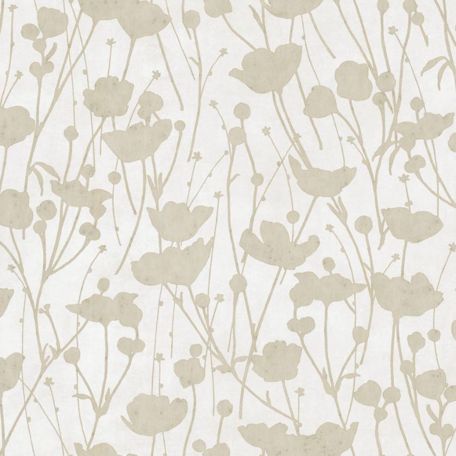Za8069 | Tea Garden Ii, Shimmering Poppies White & Gold - Ronald Reddi