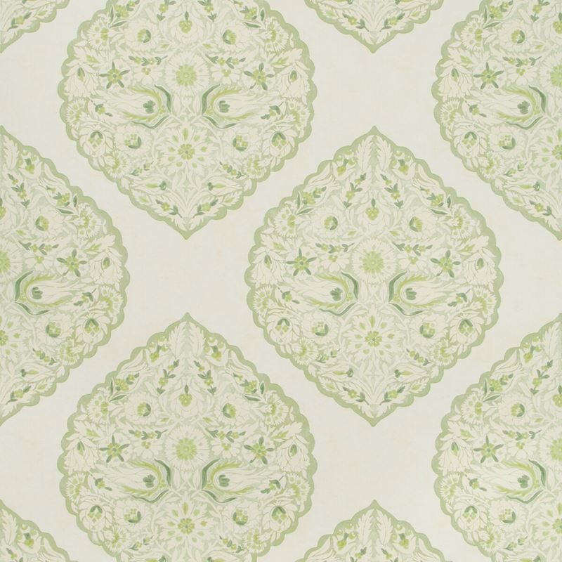 Sample P2018104.3.0 Lido Paper Green Damask Lee Jofa Wallpaper