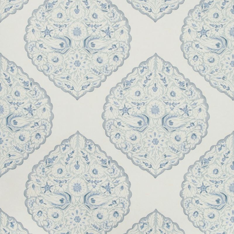 Sample P2018104.5.0 Lido Paper Blue Damask Lee Jofa Wallpaper