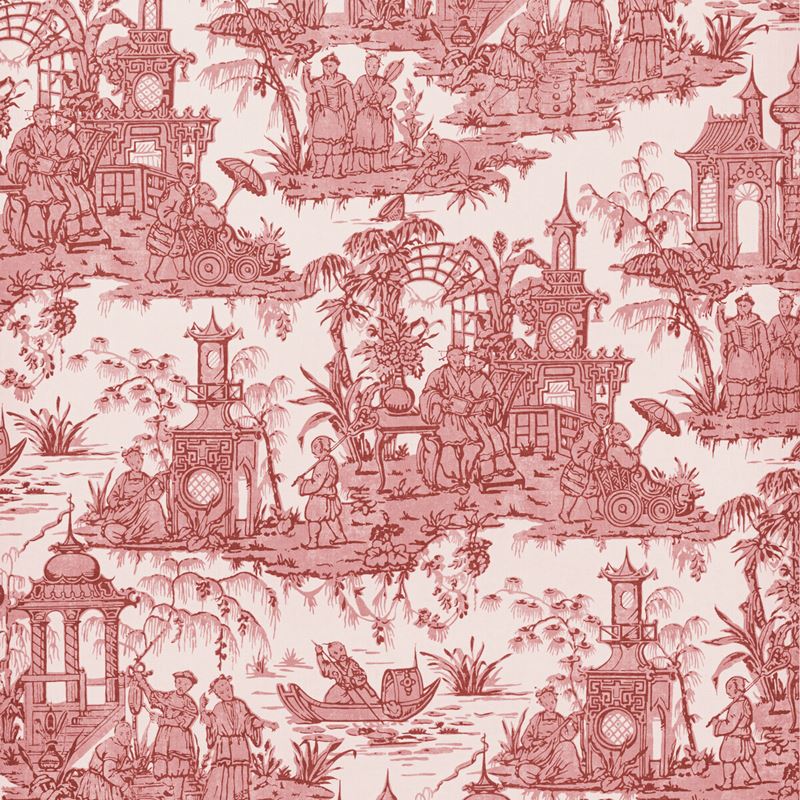 Sample P2020110.19.0 Pagoda Toile Paper, Garnet by Lee Jofa Wallpaper