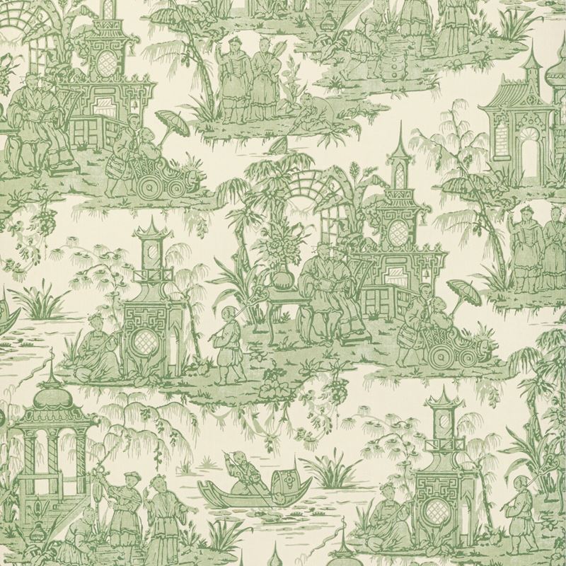 Sample P2020110.316.0 Pagoda Toile Paper, Green by Lee Jofa Wallpaper