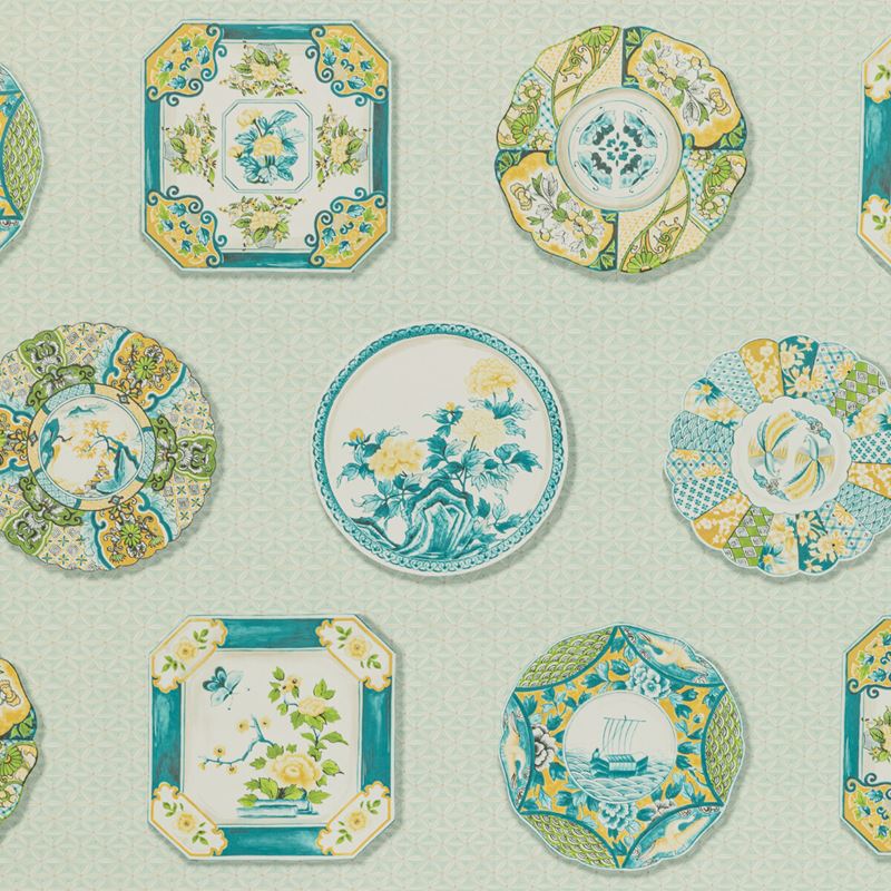 Sample P8020115.3516.0 Bonchamp, Aqua by Brunschwig and Fils Wallpaper