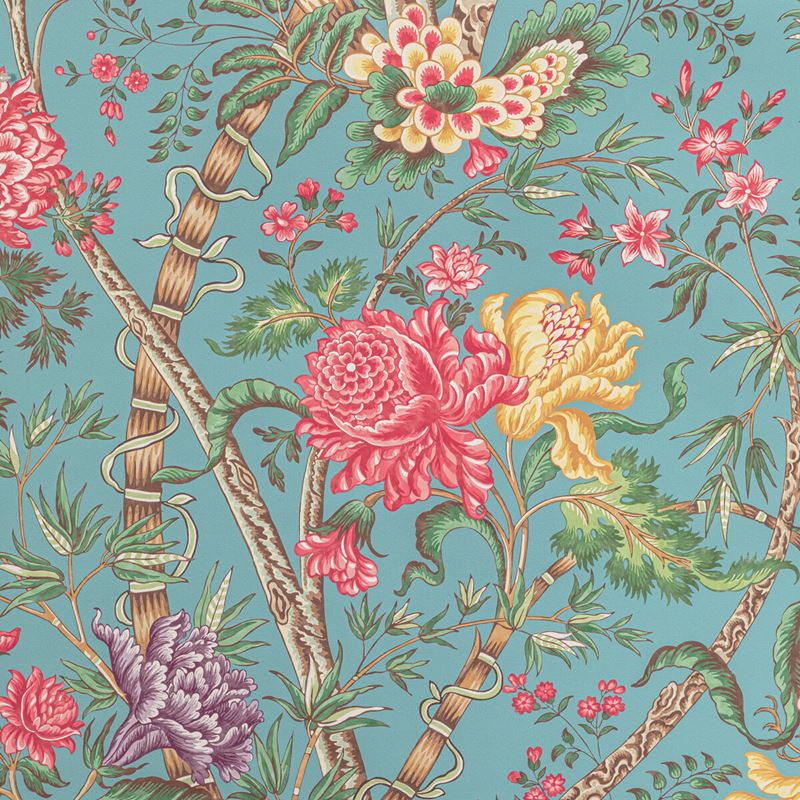 Sample P8022100.1319.0 Luberon, Aqua/Multi by Brunschwig and Fils Wallpaper