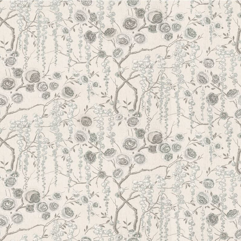 Sample PEONYTREE.11.0 Peonytree Silver Grey Multipurpose Botanical Foliage Fabric by Kravet Basics