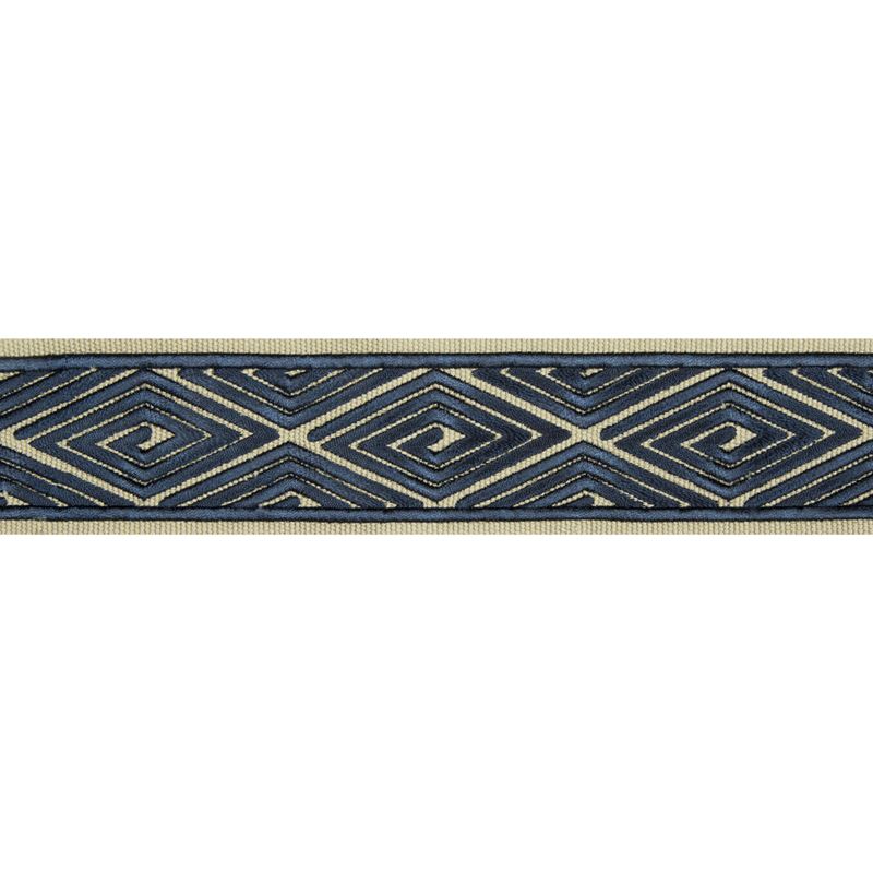 Sample T8017102-50 Labyrinthe Tape Navy Brunschwig and Fils Fabric