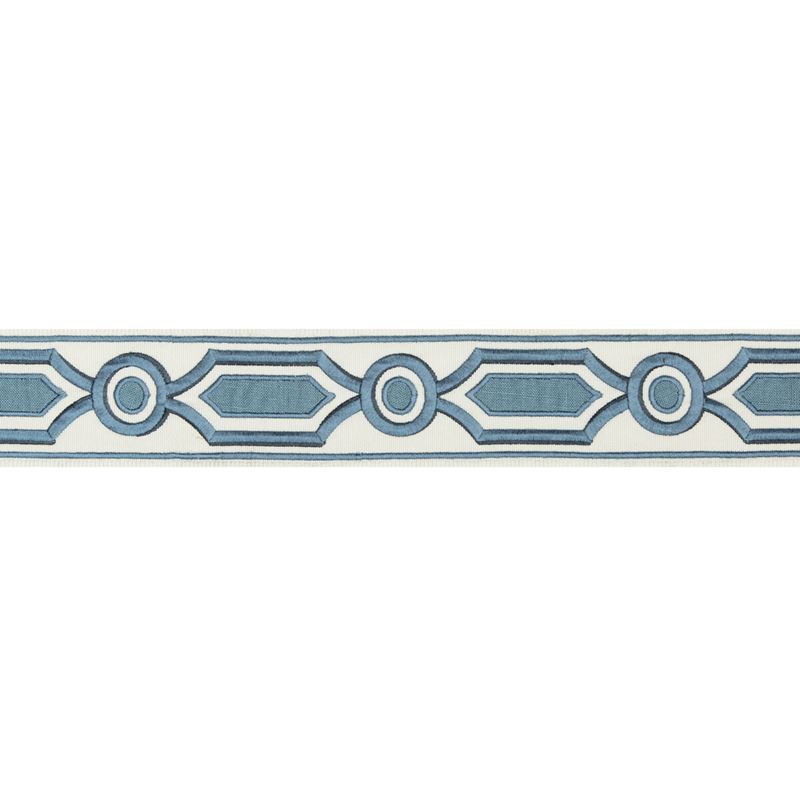 Sample T8019105-50 Ganden Tape Blue Brunschwig and Fils Fabric