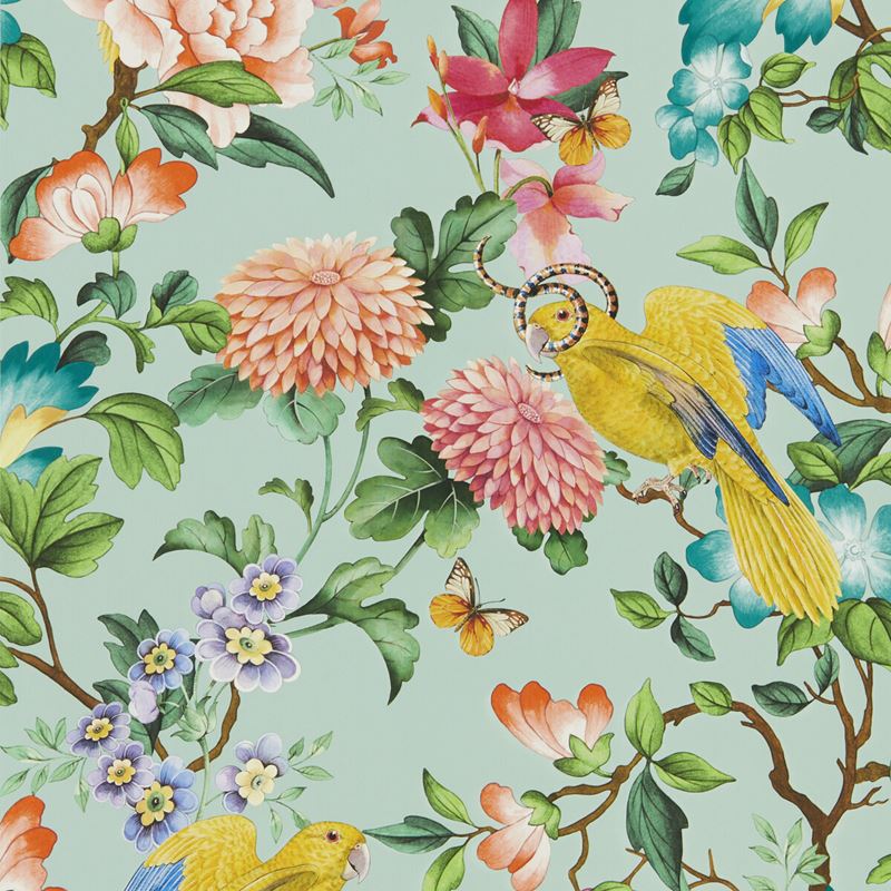 Sample W0130 03 Golden Parrot Wp, Mineral by Clarke And Clarke Wallpaper