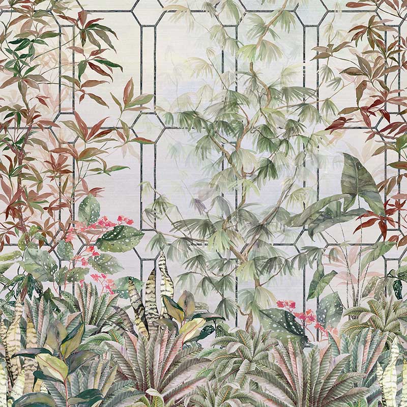 Purchase Sample - W7611-01 Katsura Olive/Coral/Charcoal Osborne & Little Wallpaper