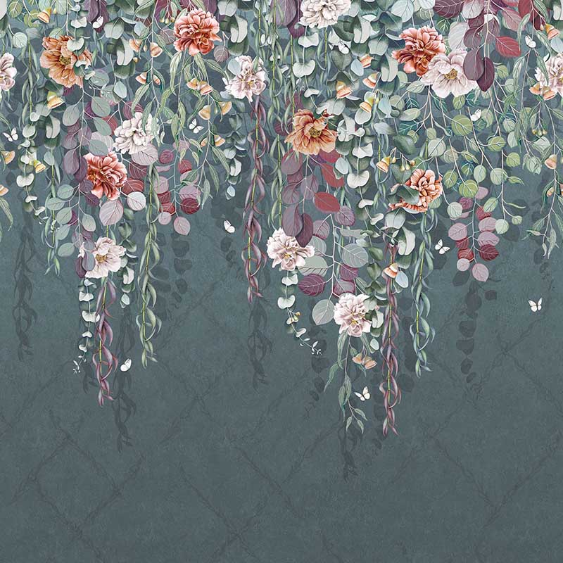 Purchase Sample - W7613-04 Eucalpytus Prussian/Scarlet Osborne & Little Wallpaper