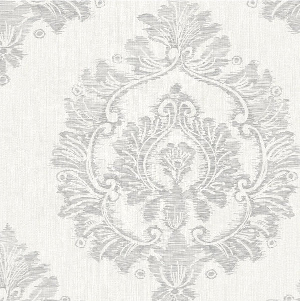Sample WBP10508.WT.0 Damascus Harbor Grey Damask Winfield Thybony Wallpaper