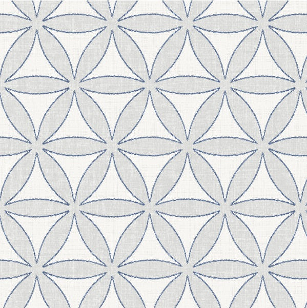 Sample WBP11312.WT.0 Bohemian Rhapsody Indigo Geometric Winfield Thybony Wallpaper