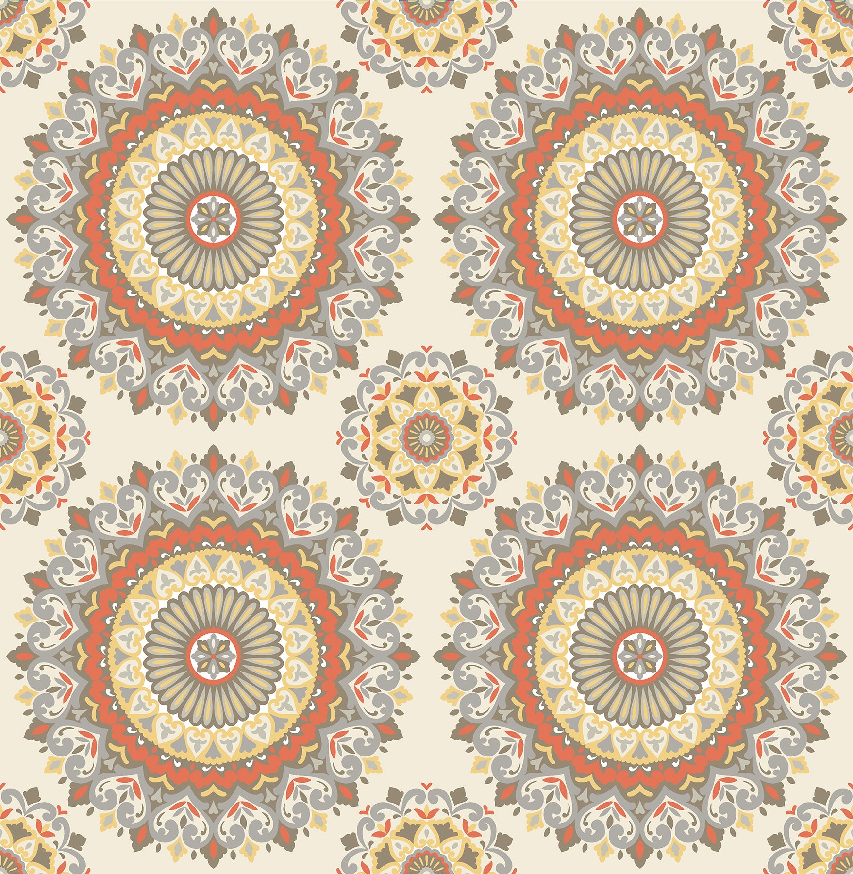 1014 001803 Kismet Coral Gemma Coral Boho Medallion Wallpaper A St