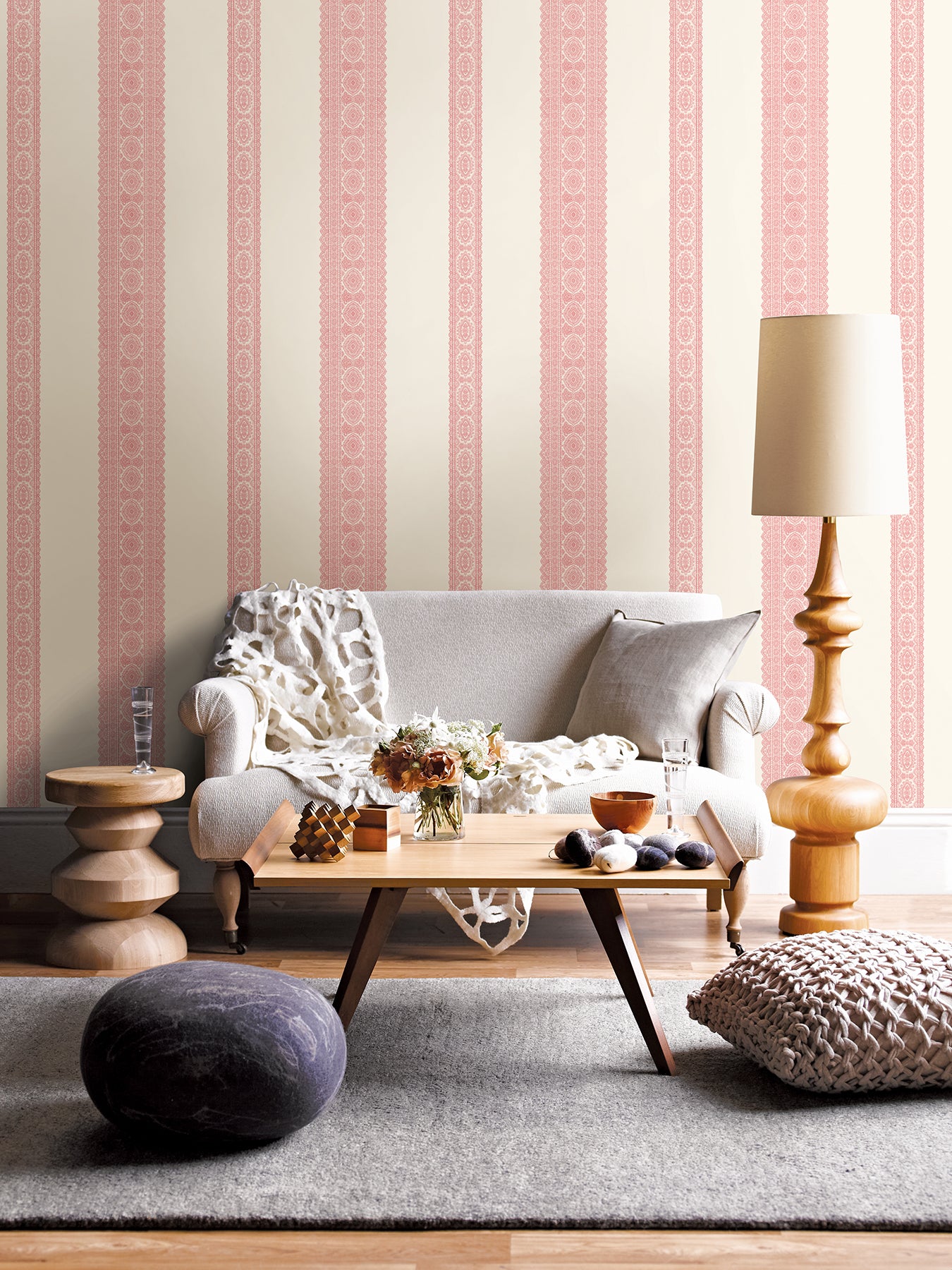 Save on 1014-001831 Kismet Pink Brynn Pink Paisley Stripe Wallpaper A Street Prints Wallpaper