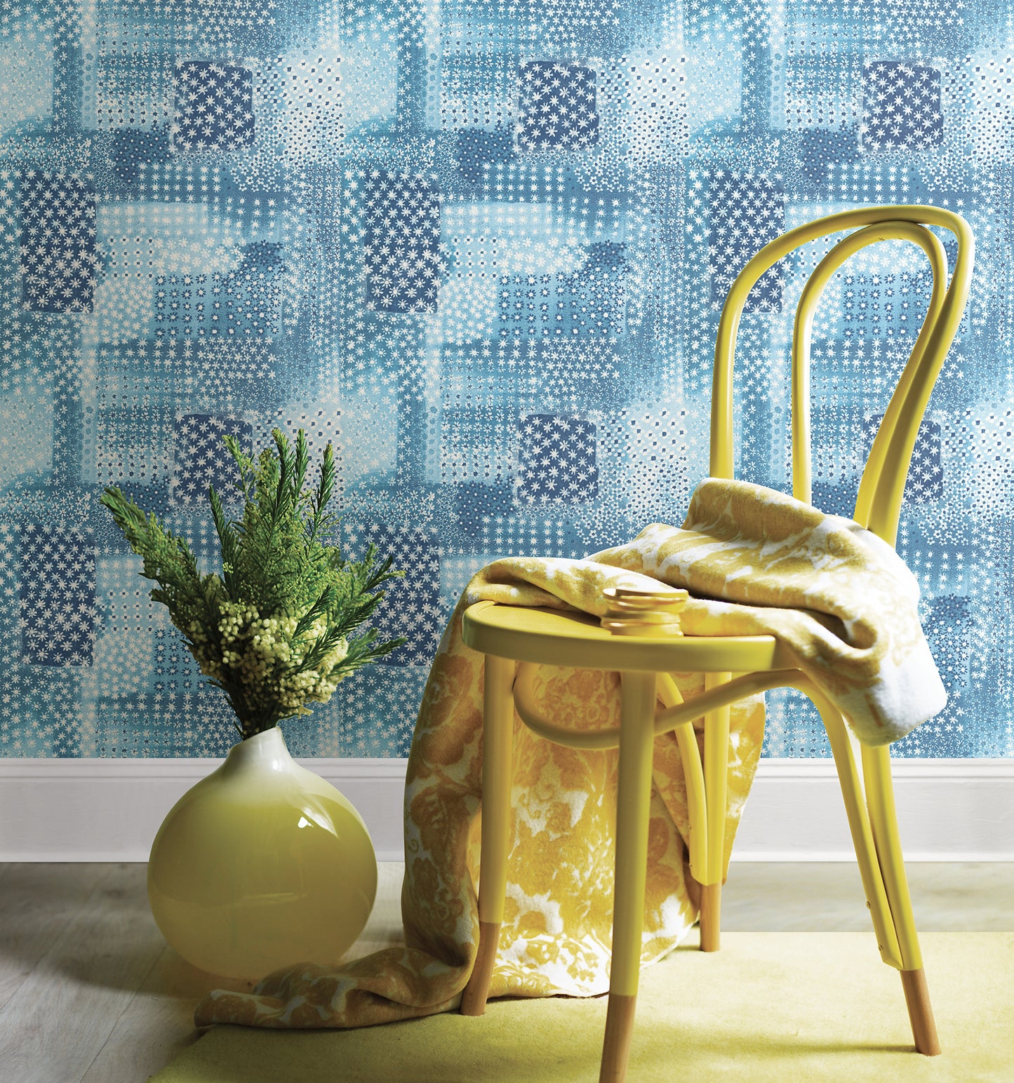 Shop 1014-001862 Kismet Indigo Flower Power Indigo Patchwork Wallpaper A Street Prints Wallpaper