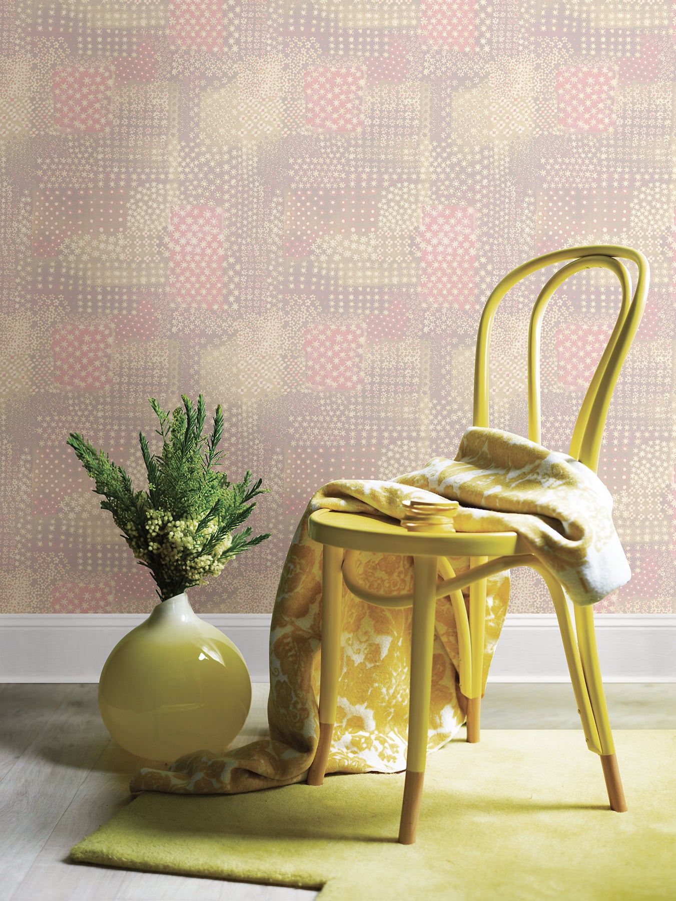 View 1014-001864 Kismet Pink Flower Power Pink Patchwork Wallpaper A Street Prints Wallpaper