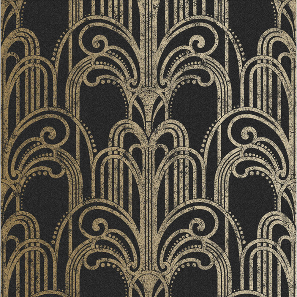 Select Graham & Brown Wallpaper Art Deco Black and Gold Removable Wallpaper